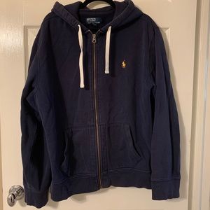 Men’s Polo navy blue zip up hoodie. Size XXL.